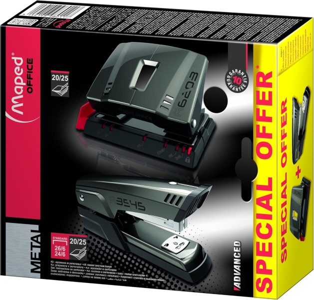Maped Pack de Grapadora Metalica A3545 + Taladro Metalico A6203 - Grapa hasta 25 Hojas a la Vez - Admite Grapas 24/6 y 26/6 - Perfora hasta 25 Hojas - Color Gris Oscuro 1 Maped Pack de Grapadora Metalica A3545 + Taladro Metalico A6203 - Grapa hasta 25 Hojas a la Vez - Admite Grapas 24/6 y 26/6 - Perfora hasta 25 Hojas - Color Gris Oscuro
