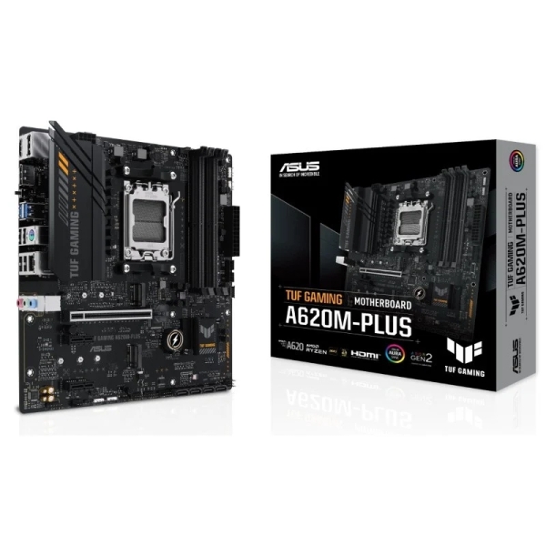 Asus TUF Gaming A620M-PLUS Placa Base AMD PCIe 3.0, 4.0, 4x DDR5, 2x M.2, 4x SATA III, RJ-45, USB-A, USB-C - Factor de Forma MicroATX