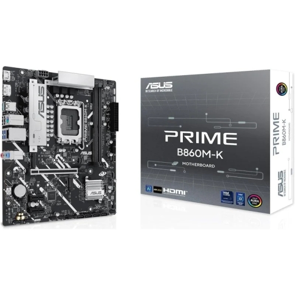 Asus Prime B860M-K Placa Base Intel LGA 1851 - 2x DDR5, 2x M.2, PCIe 4.0, 4x SATA III, HDMI, USB 2.0, 3.2, RJ-45 - Factor de Forma MicroATX