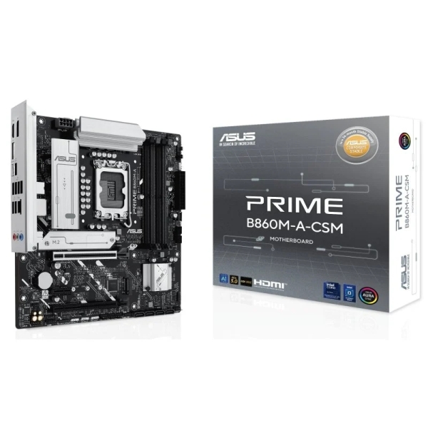 Asus Prime B860M-A-CSM Placa Base LGA 1851 - 4x DDR5, M2, 4x Sata III, PCIe 4.0, USB 2.0, 3.2, USB-C, RJ-45, HDMI, DisplayPort - Factor de Forma MicroATX