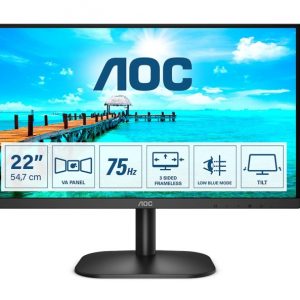 AOC Monitor 21.5" WLED FullHD 75Hz - Angulo de Vision 178° - HDMI, VGA, Audio - Montaje VESA 100x100