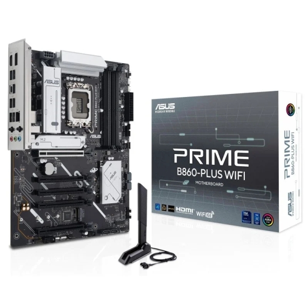 Asus Prime B860M-PLUS WIFI Placa Base LGA 1851 - WiFi, Bluetooth, 4x DDR5, 2x M2, 4x SATA III, PCIe 4.0, 5.0, USB 2.0, 3.2, USB-C, RJ-45, HDMI, DisplayPort - Factor de Forma ATX
