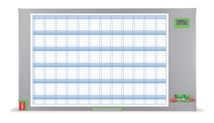 Nobo Performance Plus Planificador Anual de Pizarra Magnetica 725x50x1178mm - Pantalla con Fecha y Hora - Incluye Rotulador y Kit Magnetico