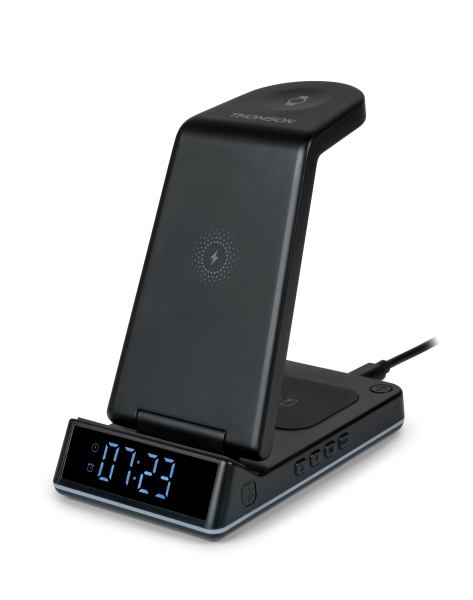 Thomson CL750IS Estacion de Carga por Induccion 4 en 1 - Reloj Despertador y Luz Nocturna - Compatible con Android - Color Negro 1 Thomson CL750IS Estacion de Carga por Induccion 4 en 1 - Reloj Despertador y Luz Nocturna - Compatible con Android - Color Negro