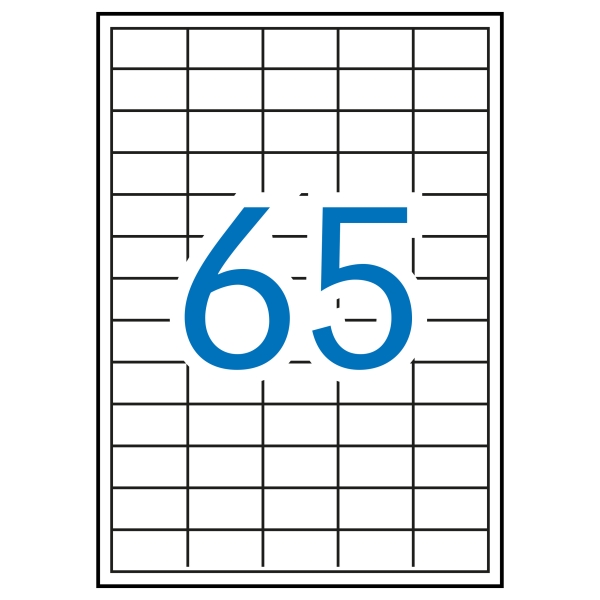 Apli Pack de 6.500 Etiquetas Rectangulares 38 x 21.2mm - 100 Hojas por 65 Etiquetas - Adhesivo Removible - Cantos Rectos - Color Blanco