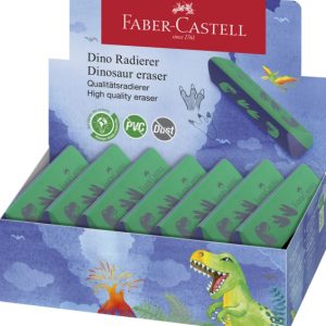 Faber-Castell Dinosaurio Goma de Borrar sin PVC - Forma Triangular Ergonomica - Sin Residuos - Borrado Limpio y Facil
