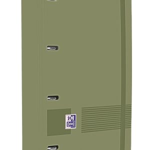 Oxford Europeanbinder Live & Go A4+ Carpeta Tamaño A4+ con Recambio de 100 Hojas Cuadricula 5x5mm - Tapa de Plastico Polyfoam - Cierre con Goma - Color Verde Safari