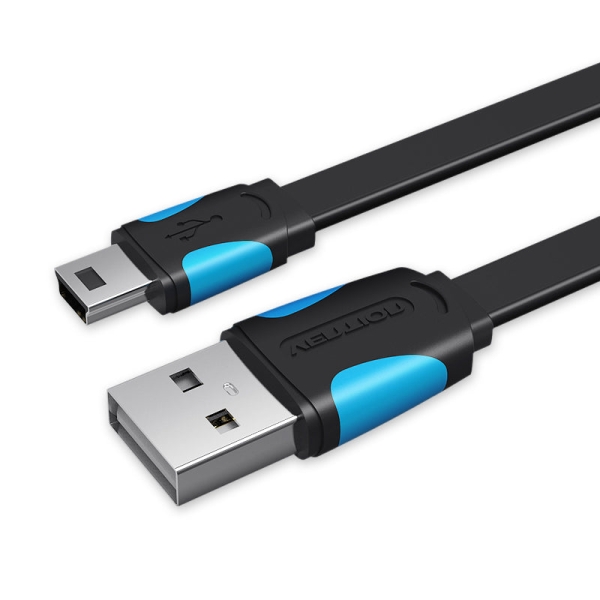 Vention Cable USB 2.0 Macho a Mini USB Macho - 2m - Plano - Color Negro