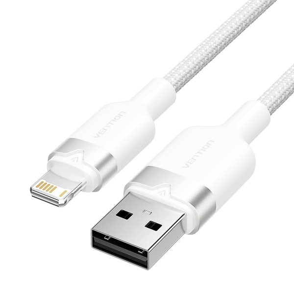 Vention Cable USB-A a Lightning 2.4A - 2m - Trenzado - Color Blanco
