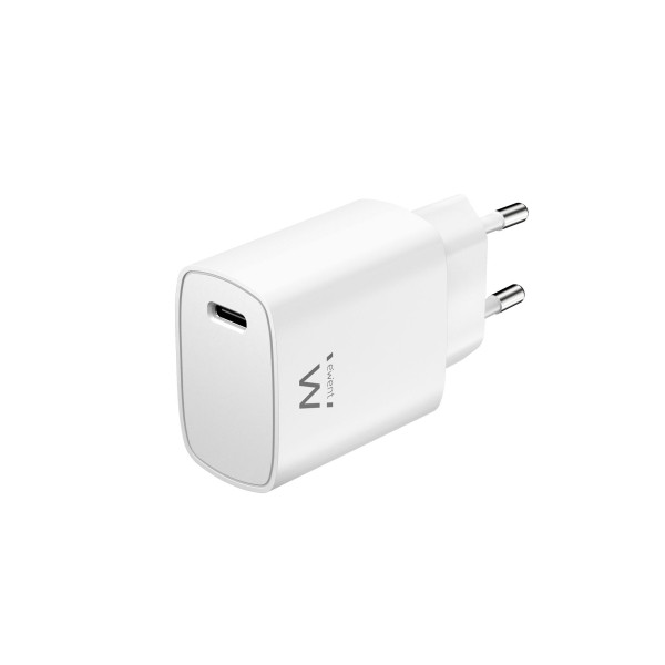 Ewent EW1320 Cargador USB-C 20 W - Carga Rapida - Alta Eficencia - Color Blanco