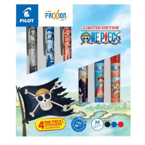 Pilot One Piece Caja Coleccionista con 3 Boligrafos Frixion Ball + 3 Boligrafos Frixion Ball Plus + 4 Stickers de Regalo - Borrables - Recargables - Colores Surtidos