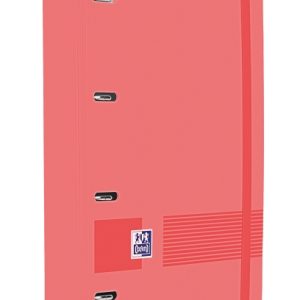 Oxford Europeanbinder Live & Go A4+ Carpeta Tamaño A4+ con Recambio de 100 Hojas Cuadricula 5x5mm - Tapa de Plastico Polyfoam - Cierre con Goma - Color Sandia