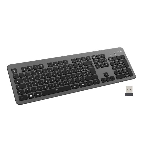 Ewent EW3296 Teclado Inalambrico Multiconexion - 3 Conexiones Simultaneas - 1xWireless 2.4GHz, 2xBluetooth 5.0 - Color Negro