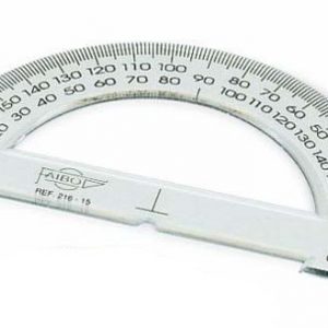 Faibo Semicirculo Escolar Graduado de 15cm - Biselado y Reborde para Tinta - Transparente