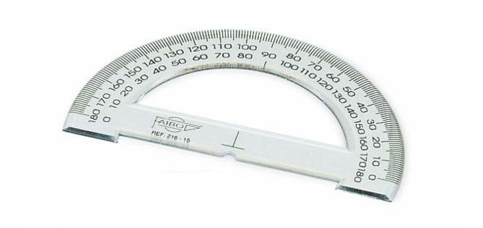 Faibo Semicirculo Escolar Graduado de 15cm - Biselado y Reborde para Tinta - Transparente 1 Faibo Semicirculo Escolar Graduado de 15cm - Biselado y Reborde para Tinta - Transparente