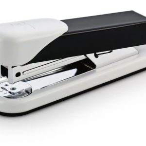 Novus Stabil Grapadora de Sobremesa - Capacidad de grapado 30 Hojas - Grapas 24/6, 26/6 - Grapado Abierto, Cerrado y Clavado - Color Blanco/Negro