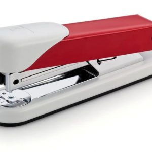 Novus Stabil Grapadora de Sobremesa - Capacidad de grapado 30 Hojas - Grapas 24/6, 26/6 - Grapado Abierto, Cerrado y Clavado - Color Blanco/Rojo