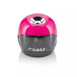 Dahle 250 Afilalapices Electrico - Para Lapices de Ø 8mm - Gran Deposito Transparente - Alimentacion con Pilas AA - Color Rosa