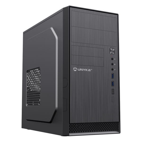 Unykach Aero C12 V2 Caja Torre MicroATX - Tamaño Disco Soportado 3.5", 2.5" - USB-A 3.0, USB-C 2.0, Audio - Color Negro