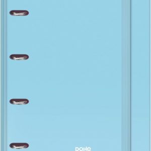 Dohe Serenity Carpeta de 4 Anillas Mixtas de 35mm Recambio 100 Hojas Cuadricula 5mm - Formato A4 - Cierre con Goma - Incluye 4 Separadores y Sobre de Polipropileno - Color Azul