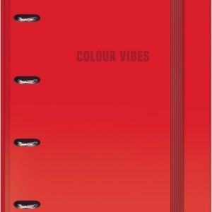 Dohe Colour Vibes Carpeta de 4 Anillas Mixtas de 35mm Recambio 100 Hojas Cuadricula 5mm - Formato A4 - Cierre con Goma - Incluye 4 Separadores y Sobre de Polipropileno - Color Rojo