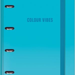 Dohe Colour Vibes Carpeta de 4 Anillas Mixtas de 35mm Recambio 100 Hojas Cuadricula 5mm - Formato A4 - Cierre con Goma - Incluye 4 Separadores y Sobre de Polipropileno - Color Azul Cyan