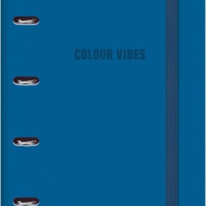 Dohe Colour Vibes Polyfoam Carpeta de 4 Anillas Mixtas de 35mm A4 Recambio 100 Hojas Cuadricula 5mm - Cubierta de Polyfoam 2mm - Cierre con Goma - Incluye 4 Separadores y Sobre de Polipropileno - Color Azul