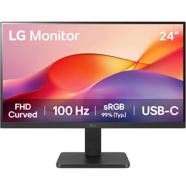 LG Monitor 23.8" Curvo 1500R VA FullHD 100Hz HDR 10 - Respuesta 5ms - 16:9 - HDMI, USB-C - VESA 100x100mm