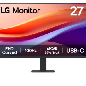 LG Monitor 27" Curvo 1500R VA FullHD 100Hz HDR 10 - Respuesta 5ms - 16:9 - HDMI, USB-C - VESA 100x100mm