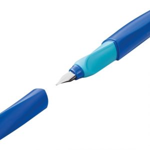 Pelikan Twist Pluma Estilografica Escolar Recargable - Plumilla de Acero Inoxidable Punto M - Cuerpo Color Azul (814737)