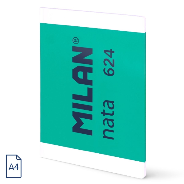 Milan Nata 624 Libreta Encolada Formato A4 Liso - 48 Hojas de 95 gr/m2 - Microperforado - Color Verde