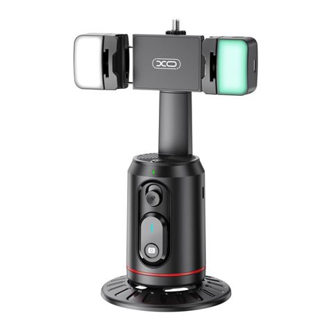 XO SS16LED Soporte Sobremesa para Smartphone - Seguimiento y Reconocimiento Facial - Motorizado 360º - Iluminacion LED - Control por Gestos - Bluetooth - Color Negro