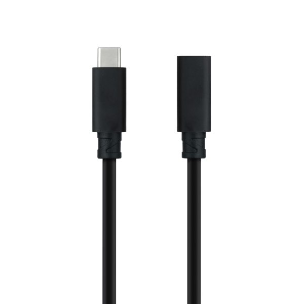 Nanocable Cable Prolongador USB-C 3.2 Macho a USB-C 3.2 Hembra - Gen2x2 20Gbp - 100W 5A - 4K 60Hz - 1.5 Metros - Color Negro