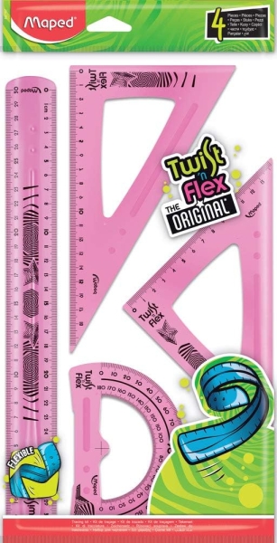 Maped Twist´n Flex Pack de Reglas Flexibles - Regla 30cm, Escuadra 45º/21cm, Cartabon 60º/21cm, Transportador 180º/12cm - Colores Surtidos Aleatorios 1 Maped Twist´n Flex Pack de Reglas Flexibles - Regla 30cm, Escuadra 45º/21cm, Cartabon 60º/21cm, Transportador 180º/12cm - Colores Surtidos Aleatorios