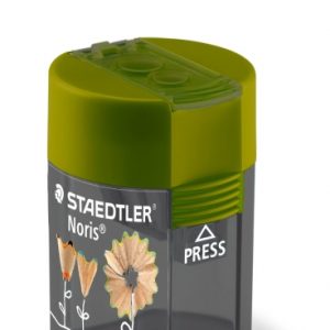 Staedtler 512 F Sacapuntas de 2 Orificios con Deposito - Para Lapices de 8.2mm y 10.2mm - Color Verde