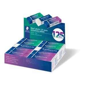 Staedtler Mars Plastic 125 Aniversario Goma de Borrar - Borrado de Alta Calidad - Minimos Residuos - Color Blanco