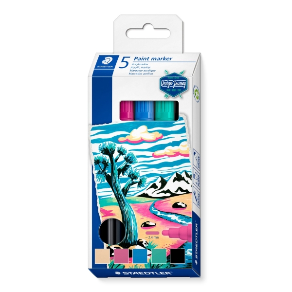 Staedtler Lumocolor 349 Pack de 5 Marcadores de Pintura - Trazo 2.4 mm Aprox - Colores Surtidos