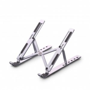 Urban Factory Ergo Soporte para Portatil - 6 Niveles de Altura - Plegable - Bolsa para Guardar el Soporte - Color Plata