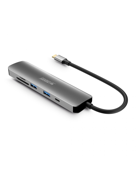 Urban Factory Hubee HUB 6 en 1 - USB-C Macho - USB-A/HDMI/USB-C/SD/MSD Hembra - 100W PD - Color Gris Metal 1 Urban Factory Hubee HUB 6 en 1 - USB-C Macho - USB-A/HDMI/USB-C/SD/MSD Hembra - 100W PD - Color Gris Metal