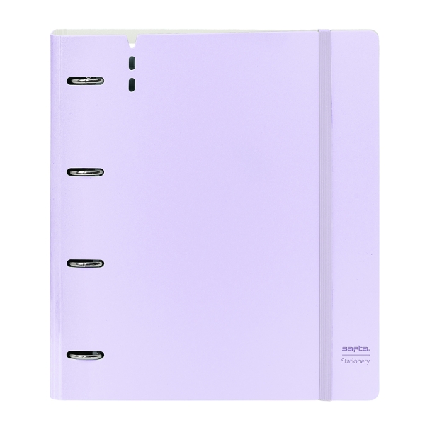 Safta Carpeta de 4 Anillas - PP Foam - Anillas de 35mm - Incluye 100 Hojas A4 - 27x32x4cm - Color Lavanda