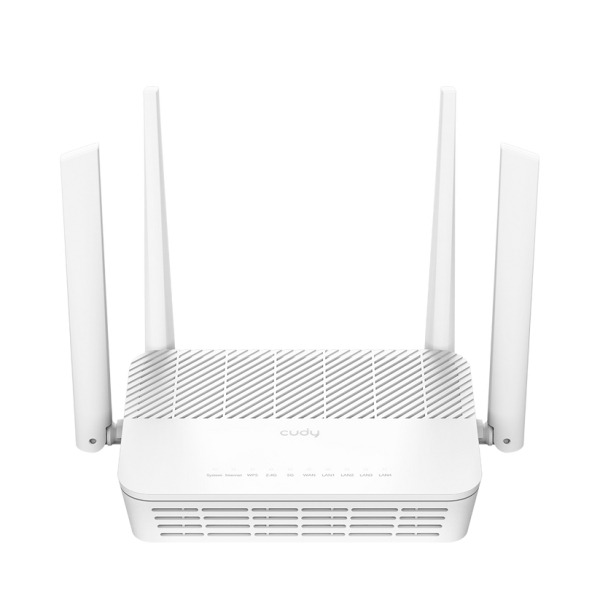 Cudy Router WiFi 6 Mesh Gigabit Dual Band AX3000 - Velocidad hasta 1000Mbps - 5 Puertos - 4 Antenas Fijas de 5dBi - Tecnologia MU-MIMO - Color Blanco
