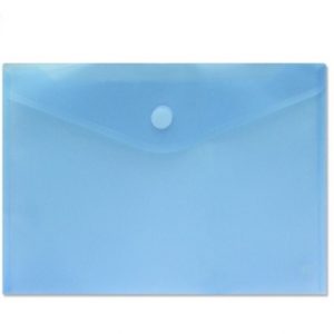 Sobre Portadocumentos A4 - Cierre de Velcro - Fabricado en Polipropileno - Medidas 325x230mm - Azul Transparente