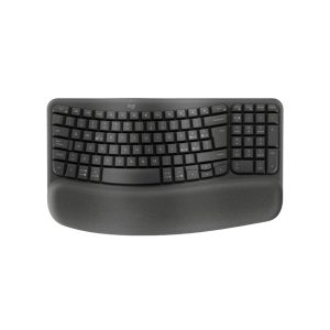 Logitech Wave Keys Teclado Inalambrico Ondulado - Indicadores Luminosos - Patas Ajustables - Autonomia hasta 36 Meses - Reposa Muñecas Acolchado