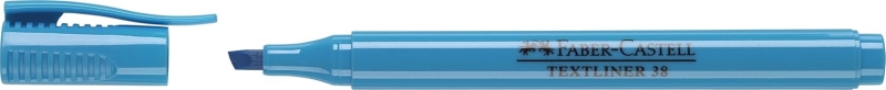 Faber-Castell Textliner 38 Marcador Fluorescente - Cuerpo Fino - Punta Biselada - Trazo Grueso y Fino - Tinta con Base de Agua - Color Azul