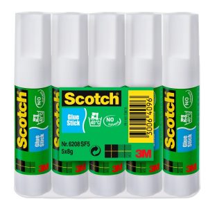 Scotch Pack de 5 Pegamentos en Barra Adhesivo Solido - 8gr por Unidad - Color Transparente