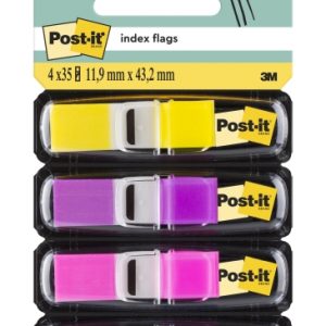 Post-It Index Pack de 4 Dispensadores con 35 Marcadores de Indice Reposicionables - Forma Rectangular - Colores Surtidos