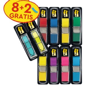 Post-It Index Pack de 10 Dispensadores con 35 Marcadores de Indice Reposicionables - Forma Rectangular - Colores Surtidos