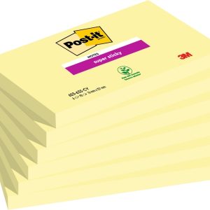 Post-It Super Sticky Pack de 6 Blocs de 90 Notas Adhesivas Reposicionables - Forma Rectangular - Color Amarillo Claro