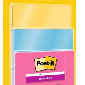 Post-It Super Sticky Pack de 3 Blocs de 45 Notas Adhesivas Reposicionables - Forma - Colores Surtidos