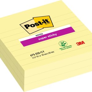 Post-It Super Sticky Pack de 3 Blocs de 70 Notas Grandes Adhesivas Reposicionables - 101x101mm - Color Amarillo Claro